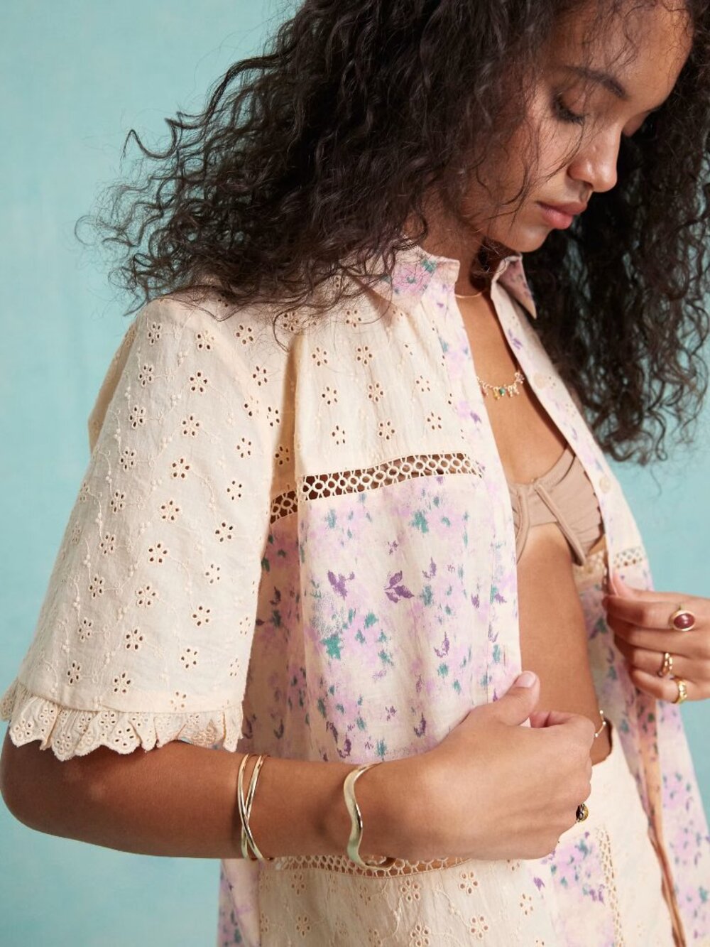 Miss Selfridge Floral Short Sleeve Shirt